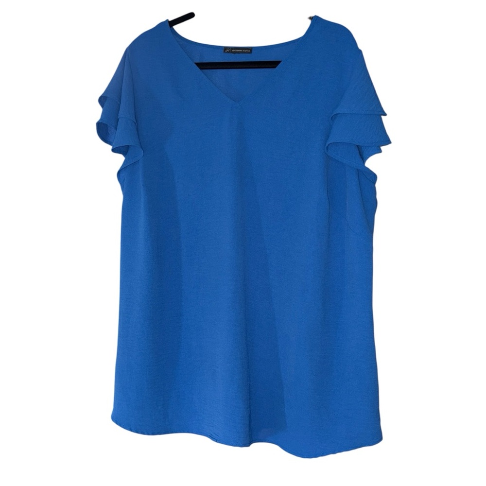 Adrianna Papell Vibrant Blue Blouse with Flutter Sleeves
